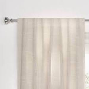 lot 34 image: 1pc Blackout Textural Overlay Window Curtain Panel - Threshold - 50x84-Cream