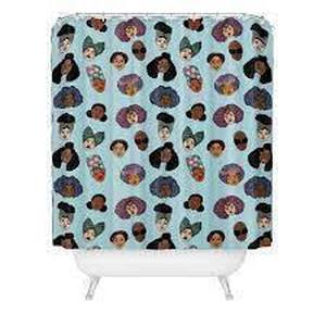lot 43 image: Set of 2 society6 Black Hair Magic Shower Curtain Black Art by Dorcas Creates