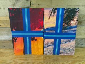 lot 52 image: Set of 2 Whitley Willows Microfiber BEACH TOWEL 35x70 Palm Beach Sunset