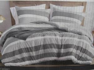 lot 1 image: 3 Piece Comforter Set-Full Queen-Grey White Stripes