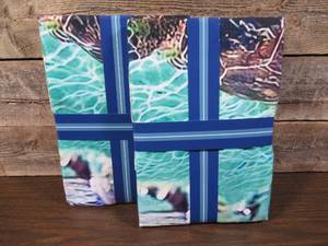 lot 51 image: Set of 2 Whitley Willows Microfiber Beach Pool Towels Reversible 35x70 Extra Absorbent-Turtle Underwater
