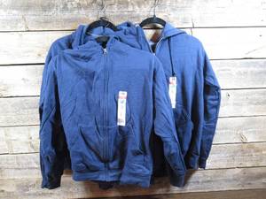 lot 63 image: Lot of 3 Fruit of the Loom Mens Zip up Hoodies-Navy Blue-Small