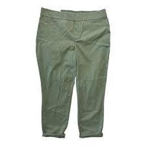 lot 93 image: Nine West Womens Heidi Elastic Waistband Stretch Twill Pull-On Crops Nine West-Size 8-Agave Green