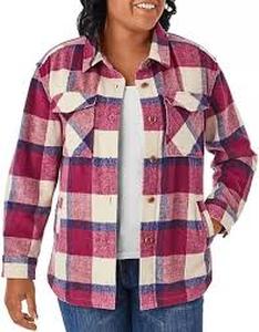 lot 100 image: Members Mark Womens Plaid Button Front Shacket-Large-Pink