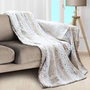 lot 167 image: 55 x 80 Faux Fur Snow Leopard Print Blanket