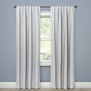lot 176 image: 1pc Room Darkening Small Check Window Curtain Panel - Threshold-50W x 95L-Gray