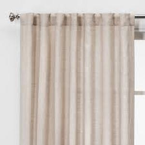 lot 179 image: 1pc Light Filtering Linen Window Curtain Panel - Threshold-Natural