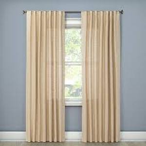 lot 185 image: 54x95 Light Filtering Textured Weave Window Curtain Panel Cream - Threshold