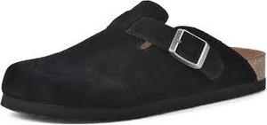 lot 214 image: WHITE MOUNTAIN Bari Signature Comfort-Molded Footbed Clog-BlackSuede-Size 6