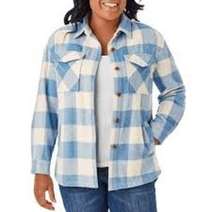 lot 227 image: Members Mark Womens  Light Blue Plaid Shacket-Large