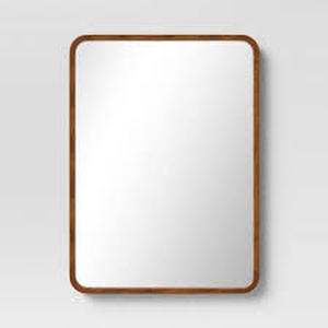 lot 236 image: 22  Rounded Rectangle Wall Mirror Walnut Brown - Threshold
