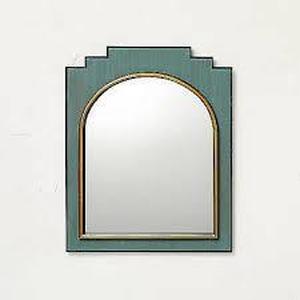lot 241 image: 24 x 30 Wood and Brass Wall Mirror Blue - Opalhouse designed with Jungalow