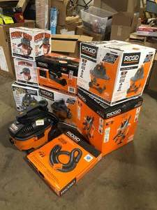 Lot of Assorted Ridgid Power Tools and Hardware Various Models and Conditions  Customer Returns See Pictures