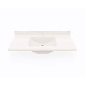 Swan Contour 43 in. W x 22 in. D Solid Surface Vanity Top with Sink in White  Customer Returns See Pictures