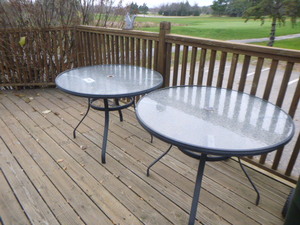 lot 113 image: 2 Glasstop Patio Tables