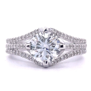 2.11 Carat Diamond Pav Split Shoulder Shank Cathedral Ring in 18k White Gold $5,549 Retail  VIDEO
