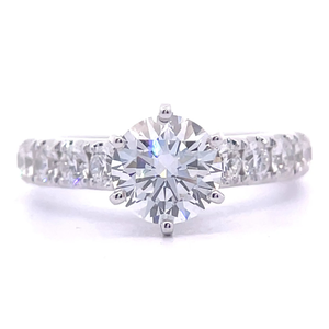 Classic 2.35 Carat Diamond Solitaire Pav Ring in 18k White Gold $5,499 Retail VIDEO