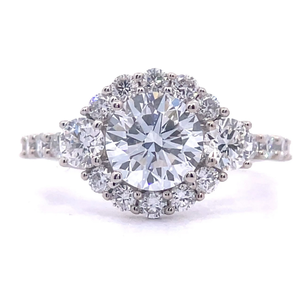 2.25 Carat Diamond Round Pav Halo Ring in 14k White Gold $4,999 Retail VIDEO