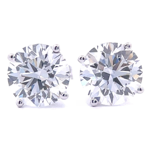 4.18 Carat Diamond Round Solitaire Stud Earrings in 14k White Gold w IGI REPORT Ideal Cut $8,100 Retail VIDEO