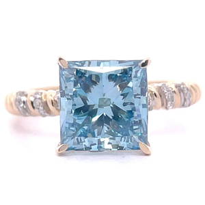 NEW 4.10 Carat Fancy Blue & White Diamond Pav Ring in 14k Yellow Gold $7,450 Retail VIDEO