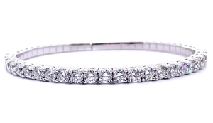 Fine Quality 6.00 Carat Diamond Tennis Bangle Bracelet in 14k White Gold Excellent Craftsmanship $10,780 Retail VIDEO