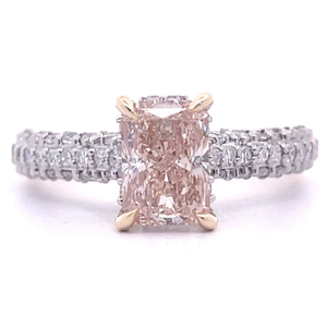 2.25 Carat Fancy Pink & White Diamond Hidden Halo Pav Ring in 14k Two-Tone Gold $4,225 Retail VIDEO