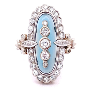 Rare Antique Estate Edwardian Vertical 5-Stone Halo Fleur de lis Ring in 14k Two-Tone Gold $9,875 Retail VIDEO