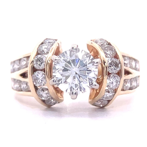 0.80 Carat Natural Diamond Half Halo Split Shank Channel Ring in 14k Yellow Gold VIDEO
