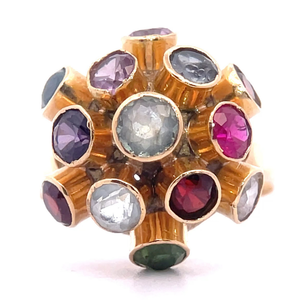 Sputnik H Stern Multi-Gemstone Bezel Ring in 18k Yellow Gold VIDEO