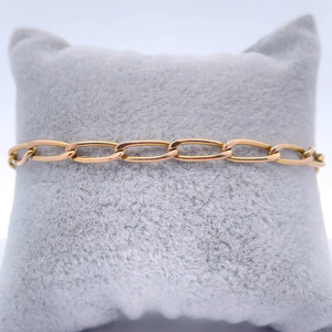 Brightly Polished Paper Clip Figaro Link Bracelet in 14k Yellow Gold