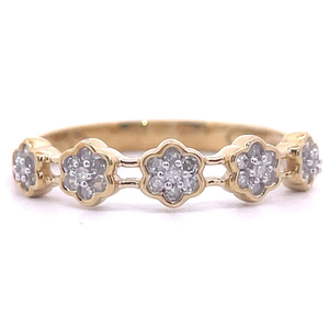0.16 Carat Diamond Flower Cluster Stacking Ring in Yellow Gold
