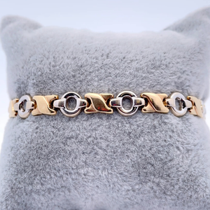 Modern XOXO Hugs and Kisses Stampato Bracelet in 14k Two-Tone Gold