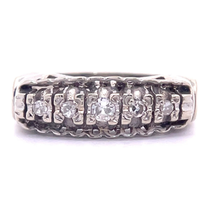 0.10 Carat Diamond Fancy Gallery Vintage Ring in 14k White Gold