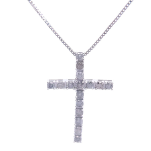 0.50 Carat Diamond Classic Cross Pendant Necklace