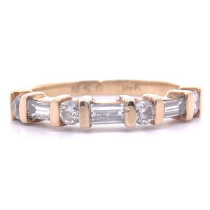 0.35 Carat Diamond Baguette & Round Channel Bar Ring in 14k Yellow Gold