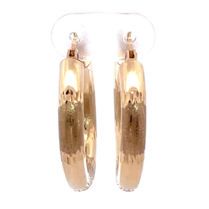 Round Tubular Textured Medium-Large Hoop Earrings in 14k Yellow Gold