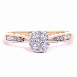 0.20 Carat Diamond Mini Cluster Channel Ring in 14k Yellow Gold VIDEO