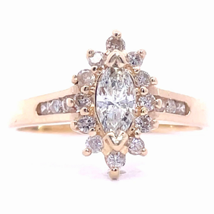 0.35 Carat Marquise Diamond Cluster Ring in 14k Yellow Gold VIDEO