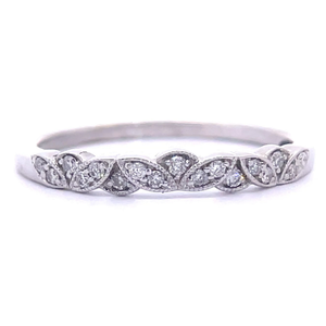 0.10 Carat Diamond Marquise Leaf Cluster Stacking Ring in 14k White Gold