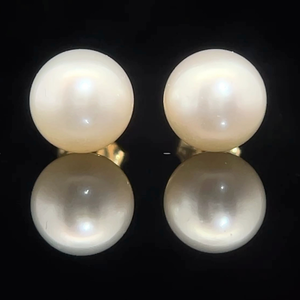 Classic 7.80mm Cultured Pearl Stud Earrings w 14k Yellow Gold Backs