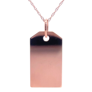 Engravable Dog Tag Pendant Necklace in 14k Rose Gold