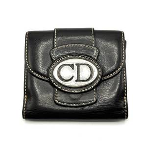 Christian Dior Brown Leather W-Hook Compact Wallet $500 Retail
