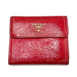 Prada Red Patent Leather Compact Wallet $500 Retail