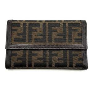Fendi Brown Zucca Pattern Canvas and Leather Wallet $500 Retail