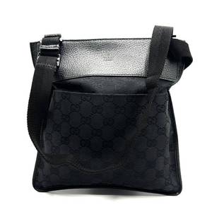 Gucci Black GG Canvas x Leather Crossbody Bag $700 Retail