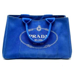Prada Blue Canapa Canvas Tote Bag $700 Retail