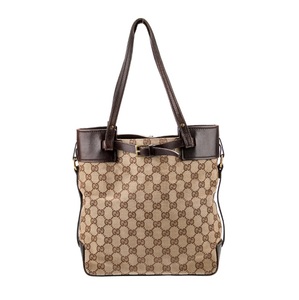 Gucci GG Canvas and Leather Shoulder Tote Bag $800 Retail