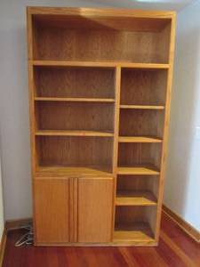 Large Oak Wood BookShelf with double door at base