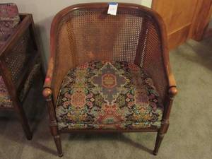 1980s Hollywood Regency style Greek Mediterranean Neoclassical Cane Back Armchair