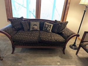 Elegant Stoneleigh Love Seat with Down Cushions